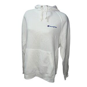 Champion Power Blend Long Sleeve Warm Hoodie Sweatshirt Sz XL White Kangaroo Poc